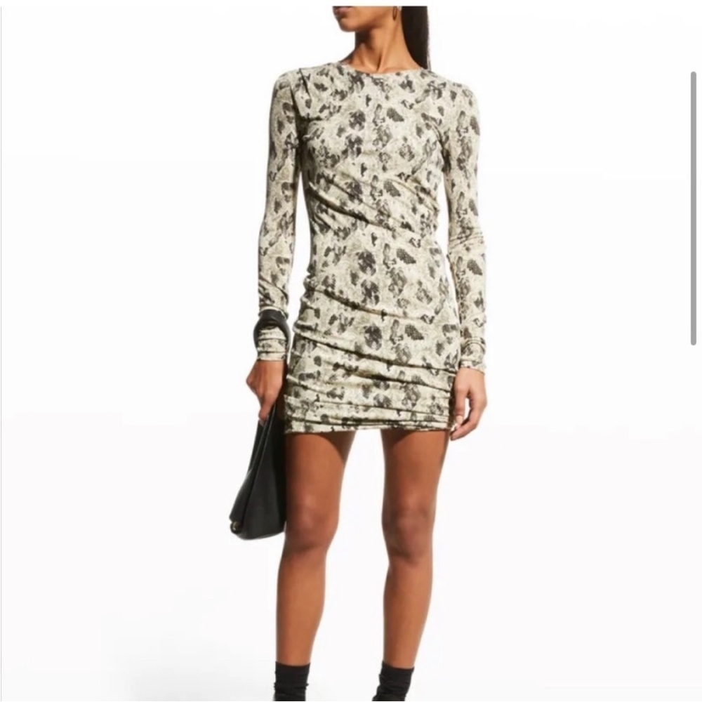 Rag & Bone Snake Print Draped Mini Dress Black White Green